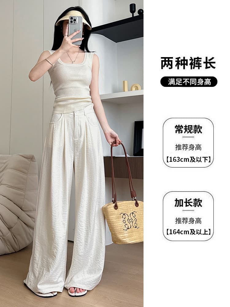 White suit, thin trousers for leisure, high waist, loose straight fit, for teenagers 4