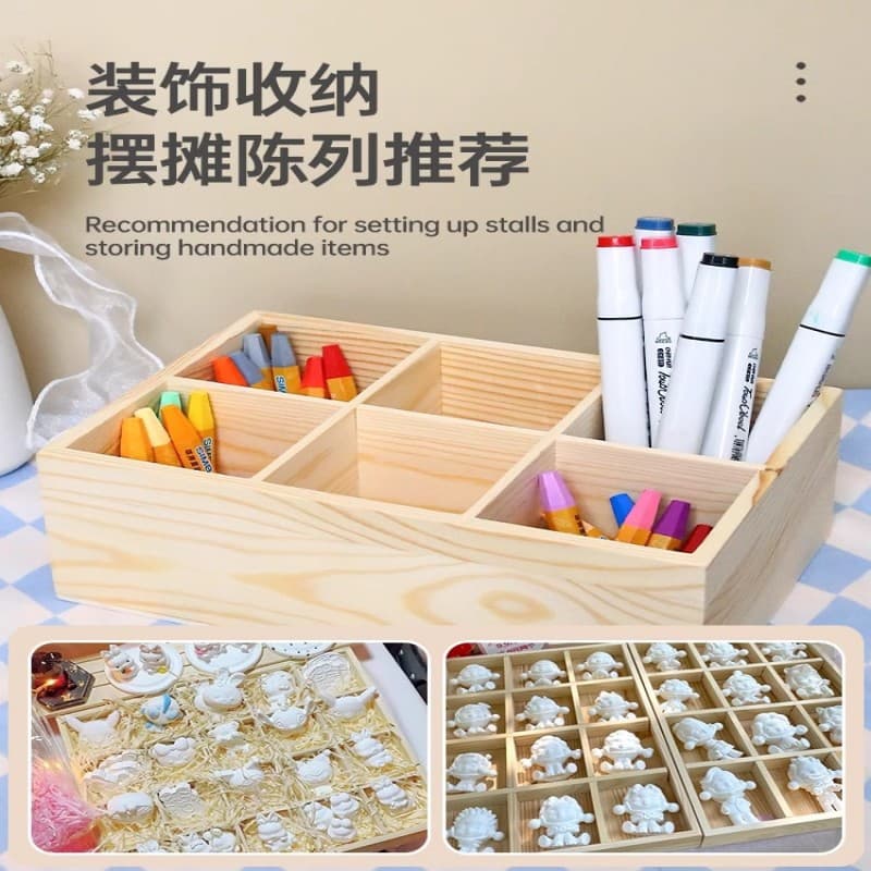 Table wooden rectangular storage system, wooden box from natural wood for kindergarten 3