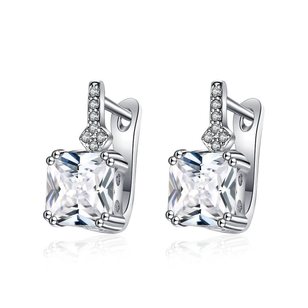 Square geometric design fashionable earrings with zircon, European style, high-quality style, simple and elegant design, internet celebrity 5