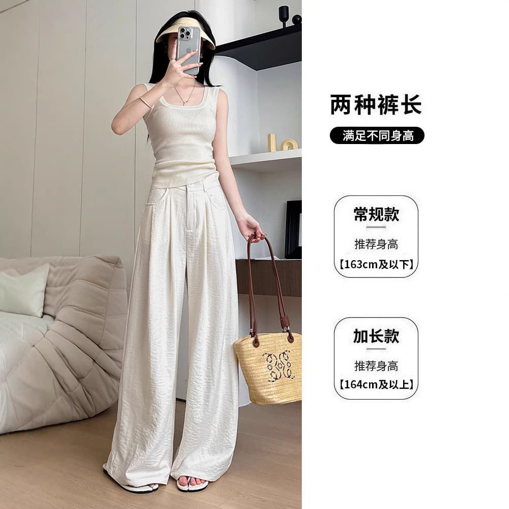 White suit, spring trousers, trend of season, city style, high waist, loose straight fit 4