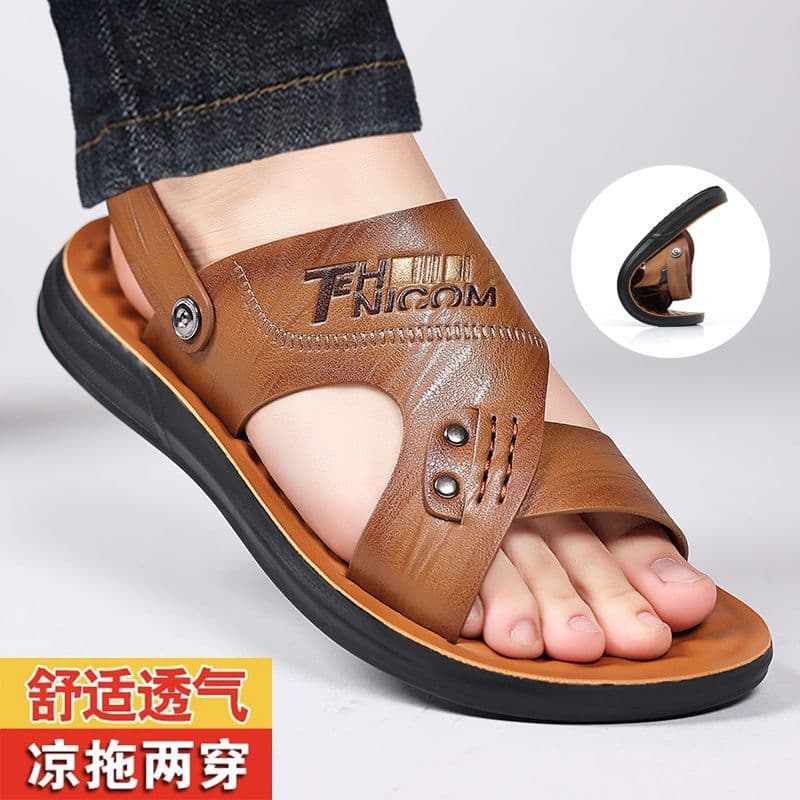 Cool leather summer non-slip beach sandals 2
