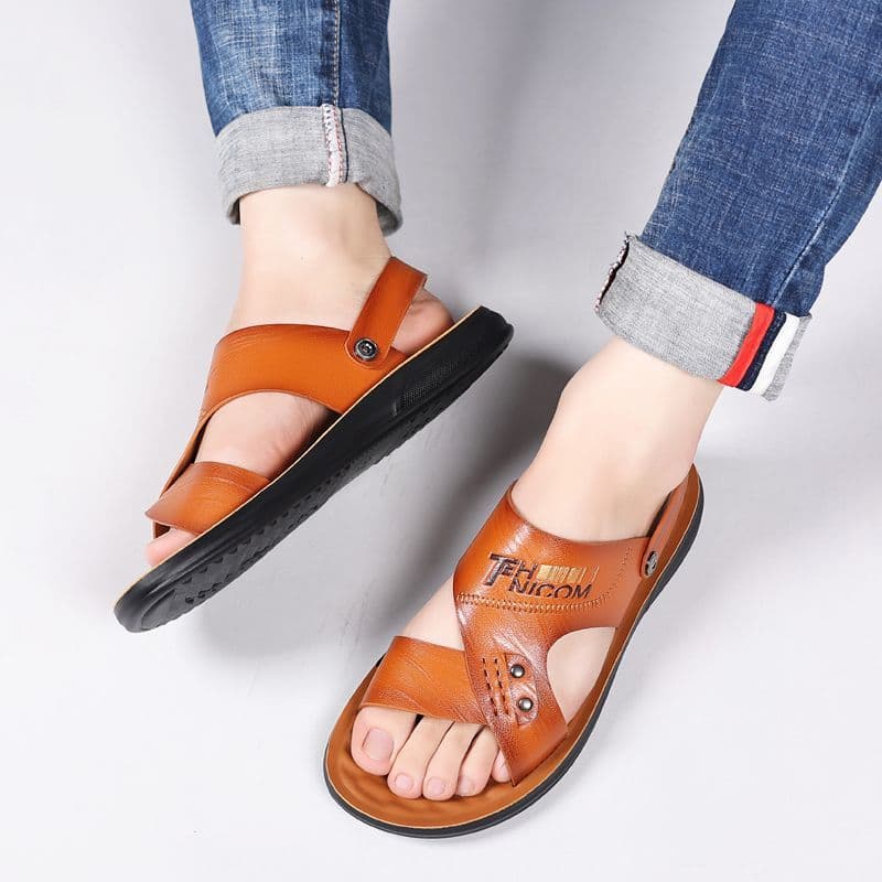 Cool leather summer non-slip beach sandals 3