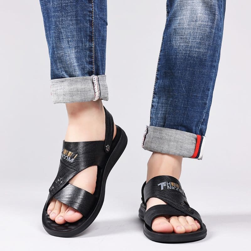 Cool leather summer non-slip beach sandals 4