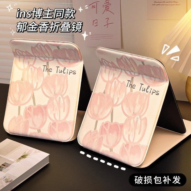 Foldable handheld small table mirror for students 1