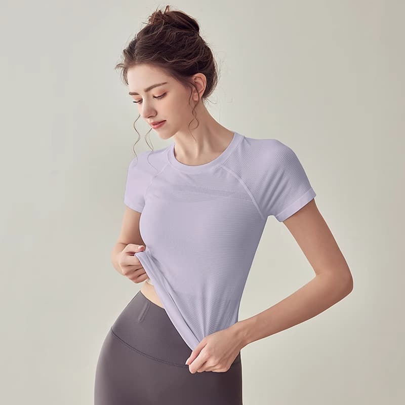 Sports yoga clothing, uniform, quick dry T-shirt for gym, for running, slim fit, with short sleeve 3