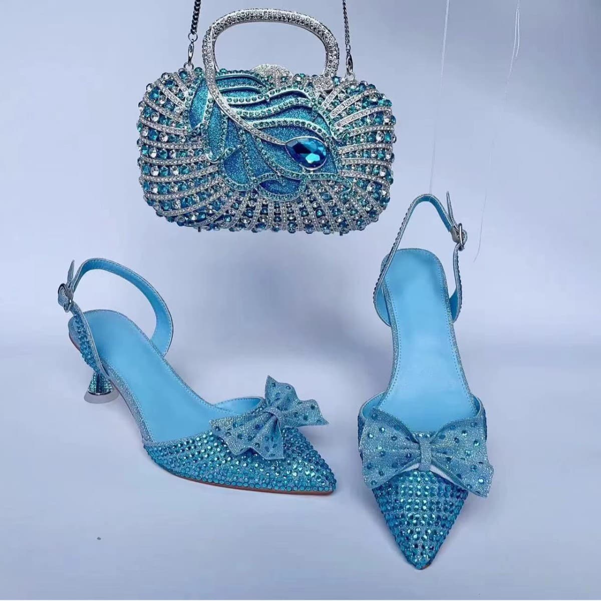 Rhinestone Stiletto Heels Sandals - Women's Open Heel Closed Toe