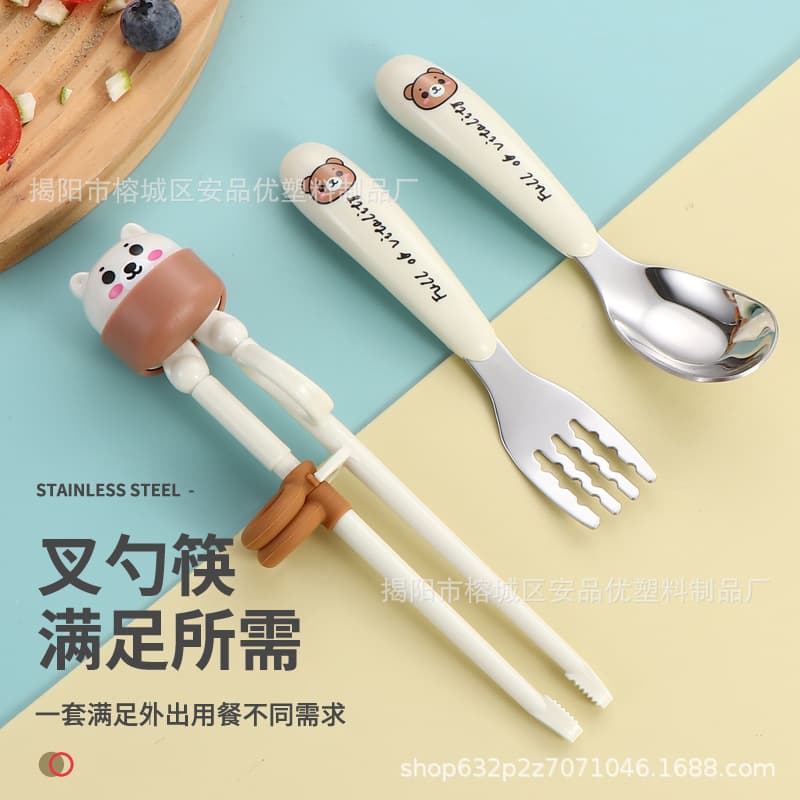 Children's handheld set stainless steel, creative highchair, tableware for feeding, with your logo imprint, Birthday gift 3