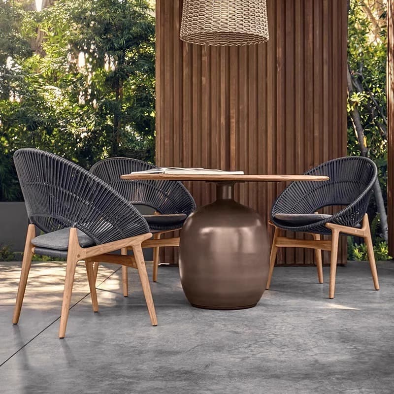 Nordic outdoor high-end teak sofa chair garden balcony courtyard leisure creative round rattan sofa combination 4