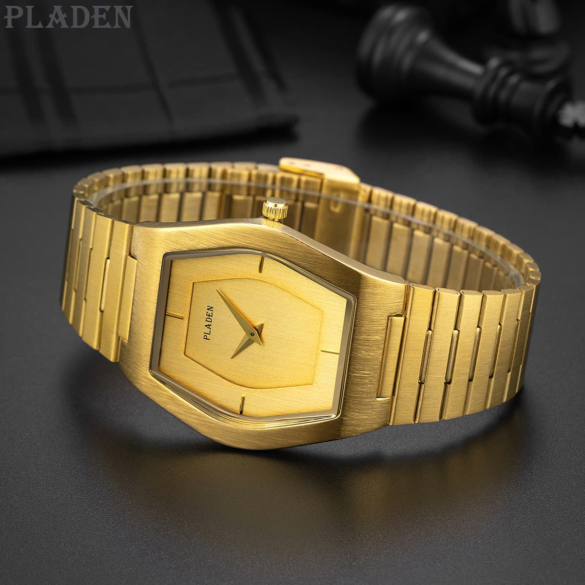 Golden quartz classic swiss watch stainless steel 4