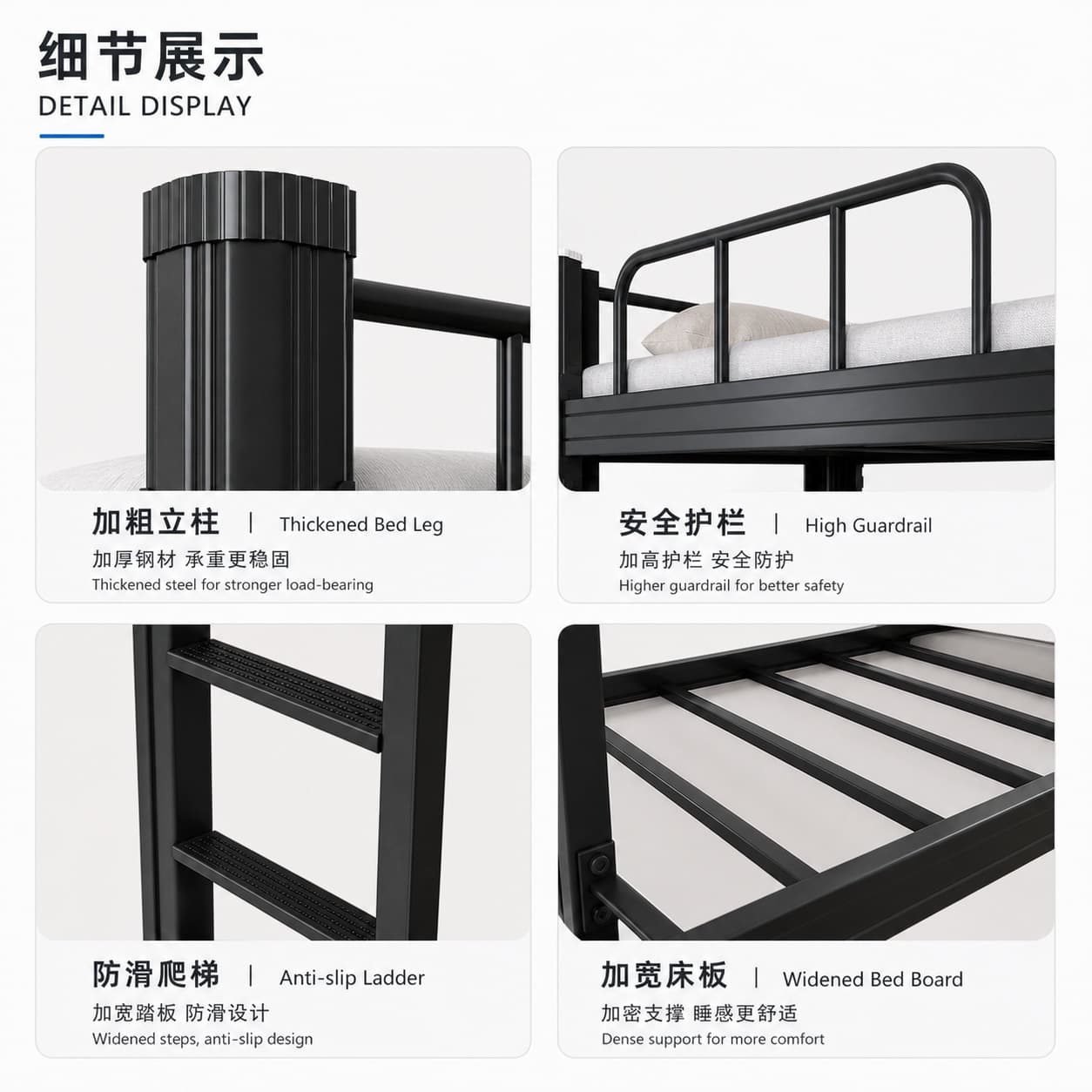 Bed and bunk beds for construction site workers with double high and low profile beds for school dormitory beds iron frame iron bed 2
