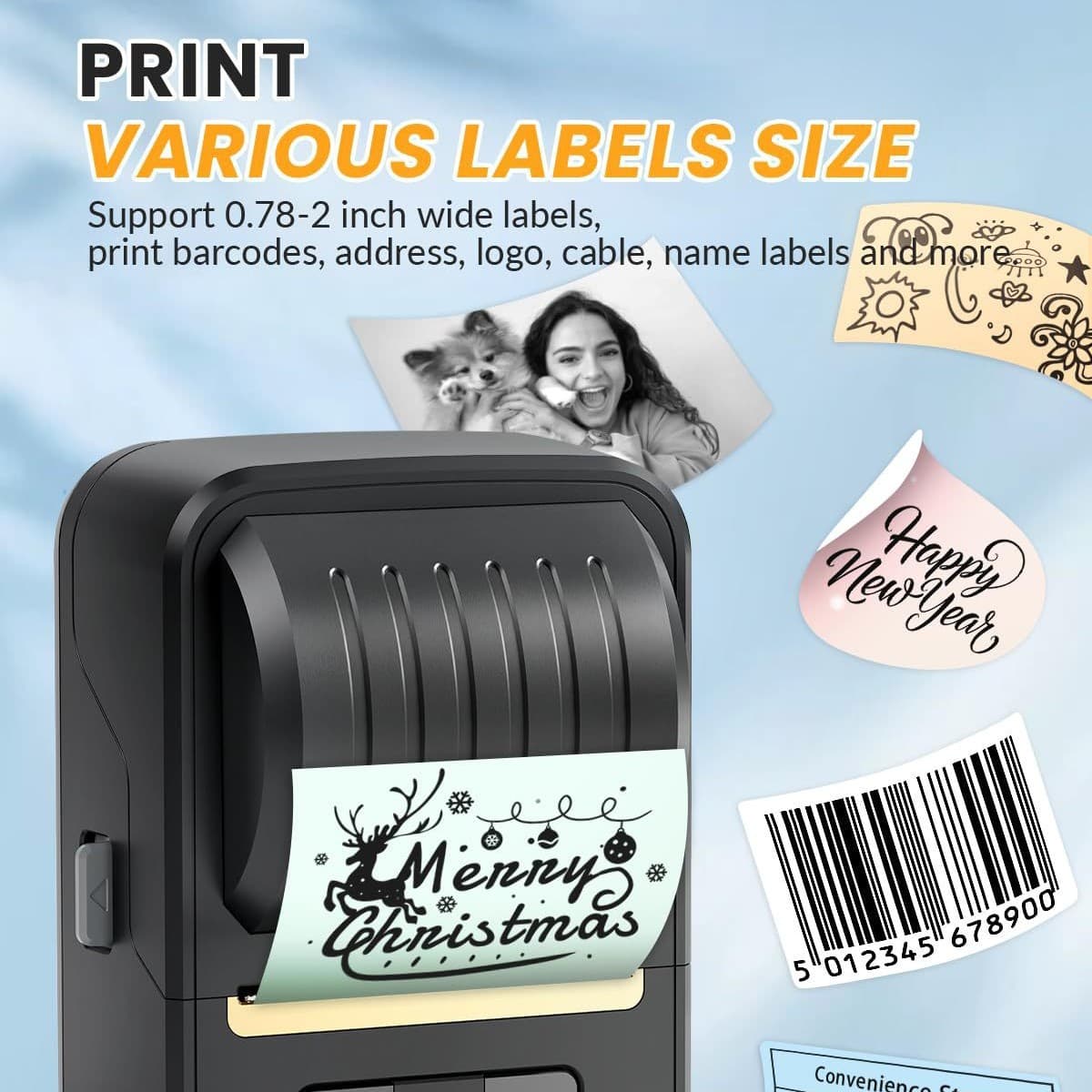Mini printer portable thermal label printer Bluetooth inkless commercial price barcode label printer 2