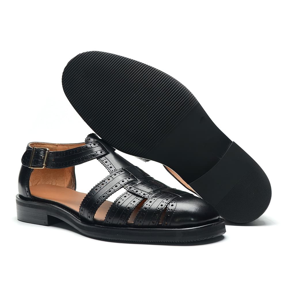 Design summer sandals, genuine leather, adjustable strap 4
