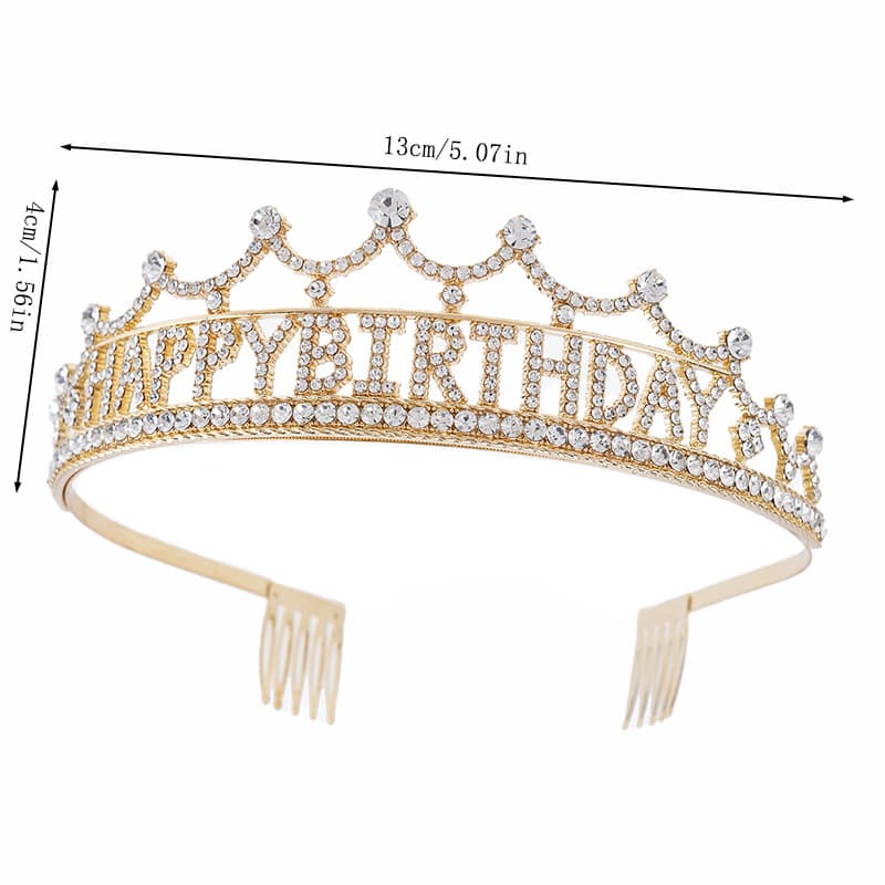 European and American cross-border letters HAPPY BRITHDAY Happy Birthday rhinestone alloy crown women's party headwear 5