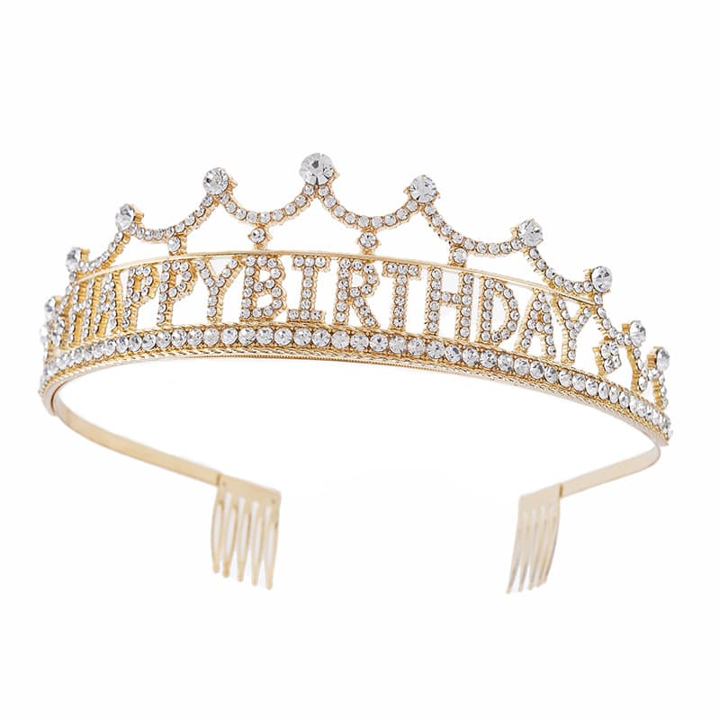European and American cross-border letters HAPPY BRITHDAY Happy Birthday rhinestone alloy crown women's party headwear 1