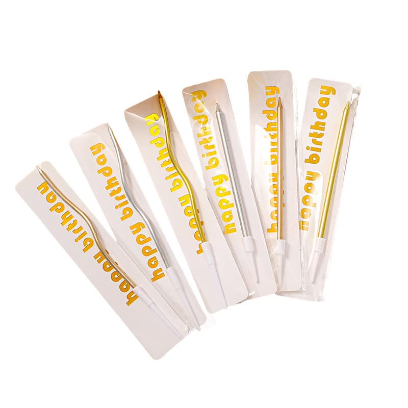 Candle Single Pencil Curved Wax Individually Packaged Gold Plated Silver Single Curved Candle Holiday Cake Decoration 4
