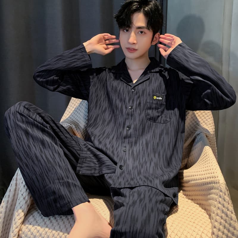 High-end high quality pijama, men's autumn long-sleeve, demi-season set, men's style, plus size 2