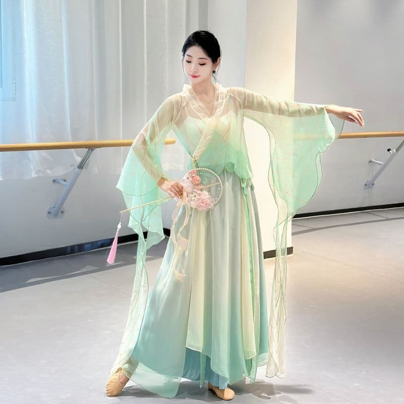 New ancient style dance costume fairy-like gradient transformation rhyme dress dance costume Chinese dance elegant performance costume women 2