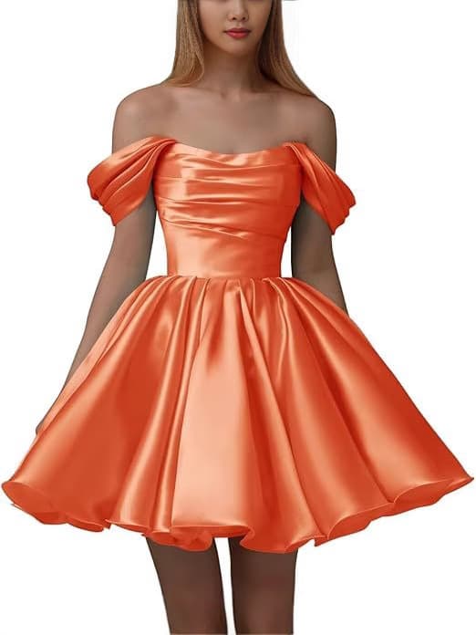 2025 Women's Off-shoulder Satin Homecoming Dress New Short Pleated Strapless Dancing Dress Wedding Dress 2