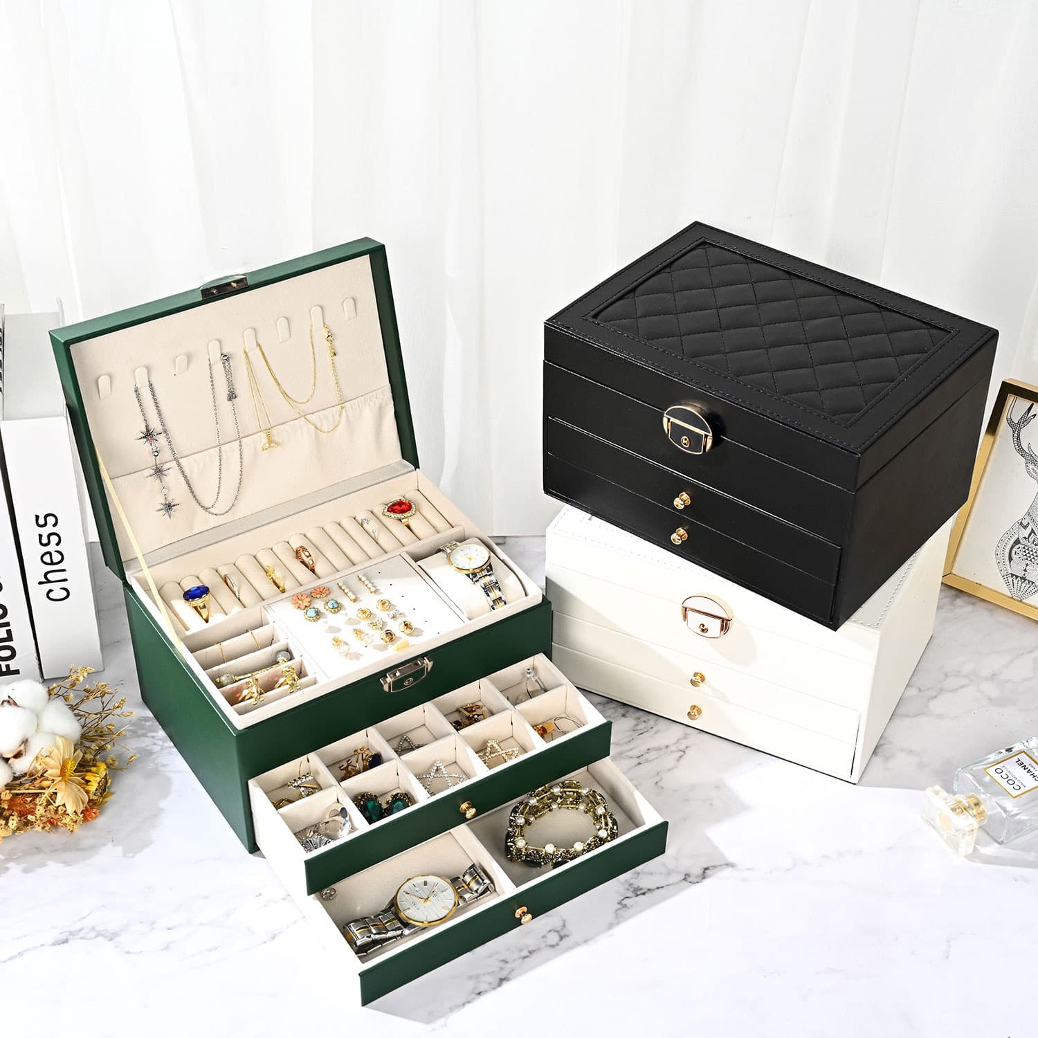 Storage system, high-end storage box, sophisticated necklace and earrings, jewelry, capacious accessory 2