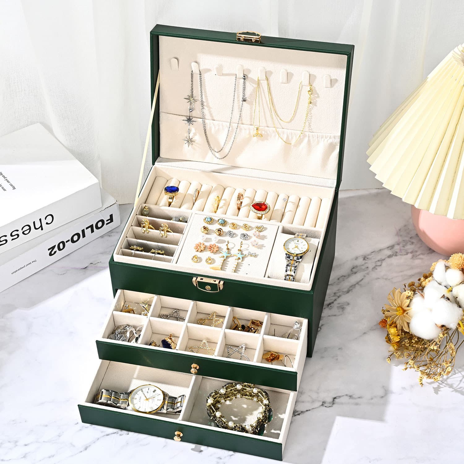 Storage system, high-end storage box, sophisticated necklace and earrings, jewelry, capacious accessory 4