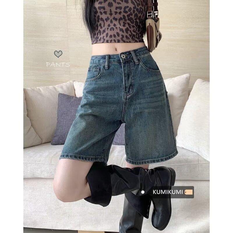 Retro denim skirt, shorts, travel trousers, oversize, internet celebrity, 2025 years