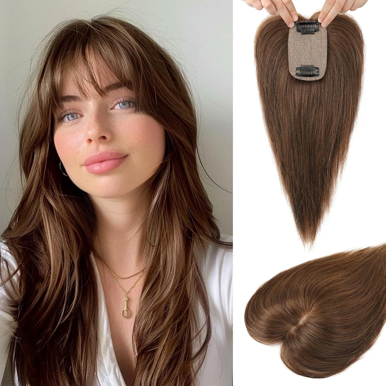 European and American beauty wig human hair foreign trade wig human hair replacement piece to cover thinning hair wig piece 3