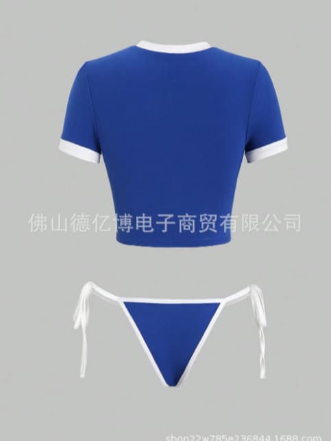 Fashionable summer beach swimwear with letters, set, with short sleeve 4