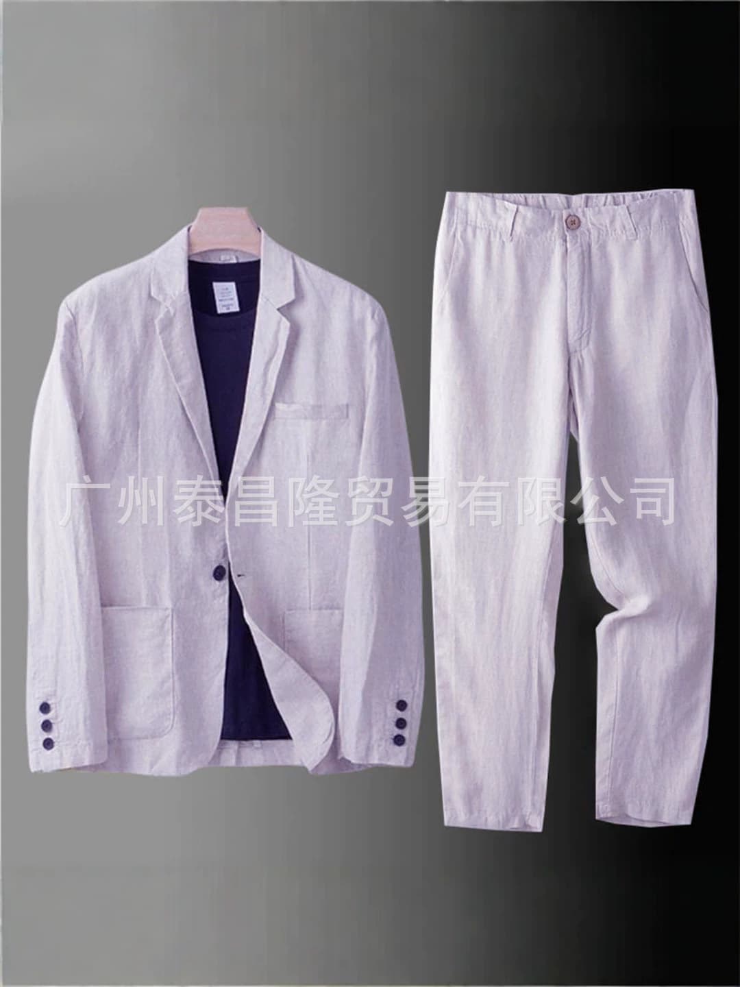 Summer thin set, men's jacket for leisure, Korean style, slim fit, cotton and linen, oversize 5