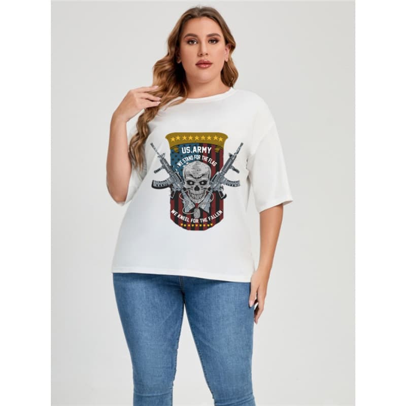 6xl skull and t neck t plus summer women millennium shirt new crew member print graphic letters street shirt 2