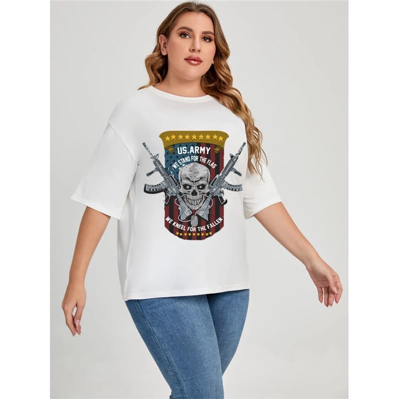 6xl skull and t neck t plus summer women millennium shirt new crew member print graphic letters street shirt 3