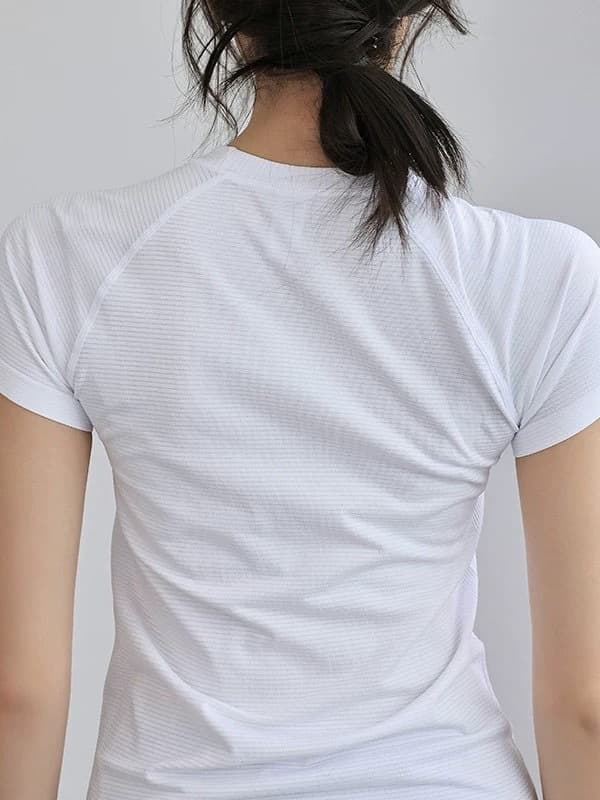 Quick dry summer yoga clothing, thin T-shirt for training for gym, with short sleeve, for running, tight 4