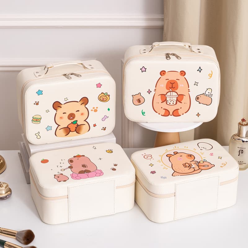 Capacious handheld cute cartoon cosmetic bag, card holder, waterproof three dimensional storage box 3