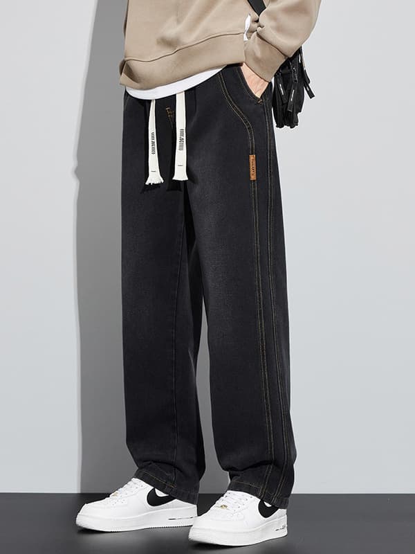 Men's summer loose straight jeans, casual trousers, loose straight fit, American style 2