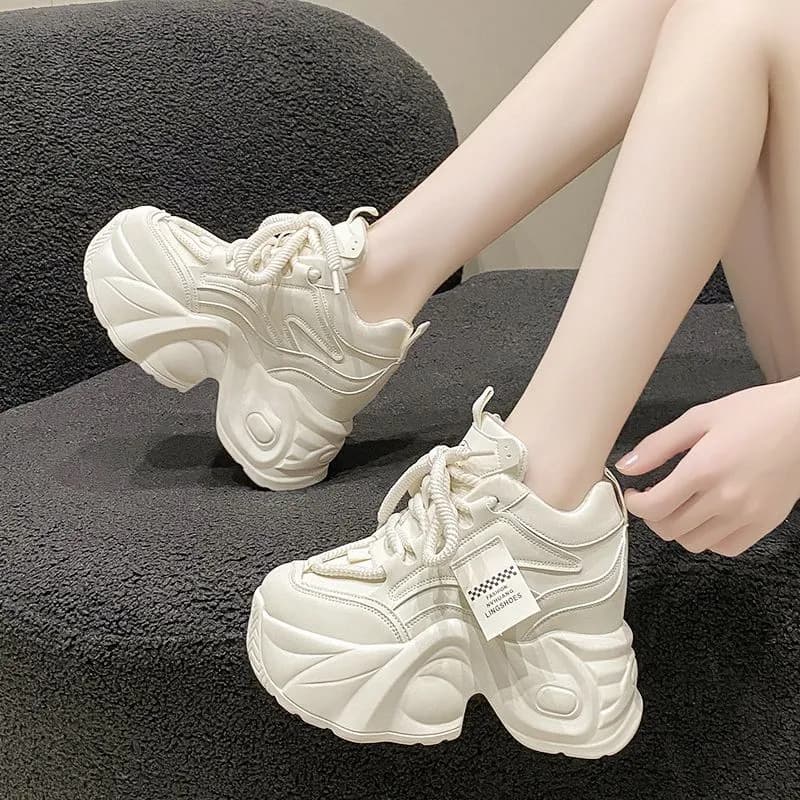 2025 summer new model, 9cm high-heeled women's shoes, thick sole, small high-heeled dad's shoes, versatile sports and casual shoes 4