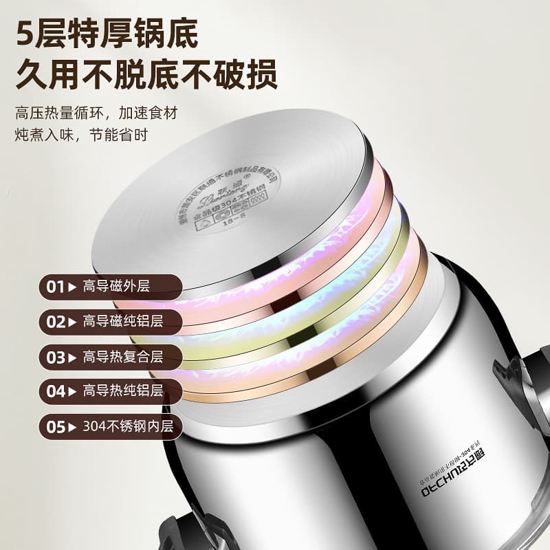 304 stainless steel pressure cooker for household use, extra thick safety explosion-proof pressure cooker, induction cooker, gas stove, universal 20/24cm 2