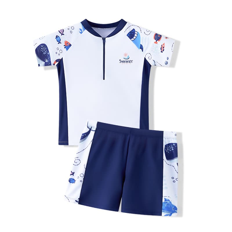 Children's swimwear for boys, split trousers, short sleeve T-shirt, for teenagers, with short sleeve 5