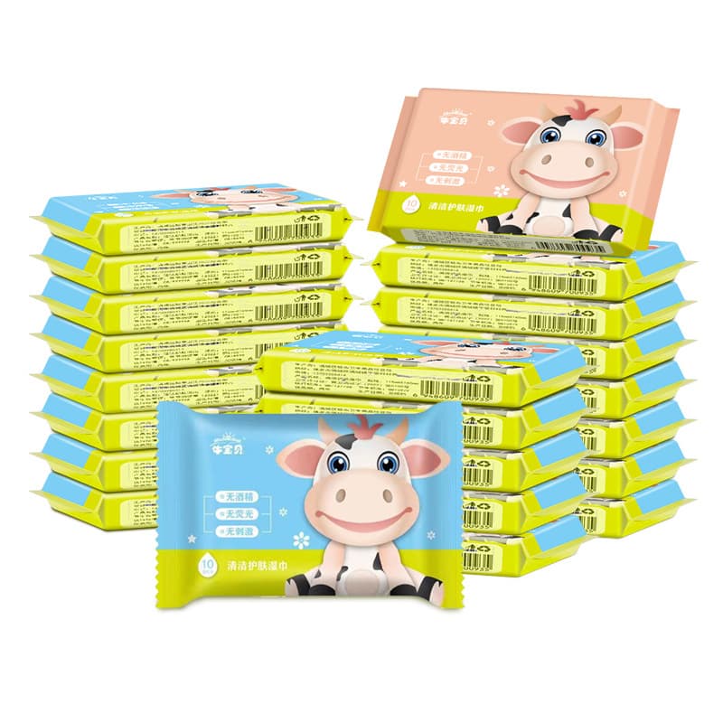 Children's wet wipes, handheld small bag for early age for new born, compact format for carrying 5