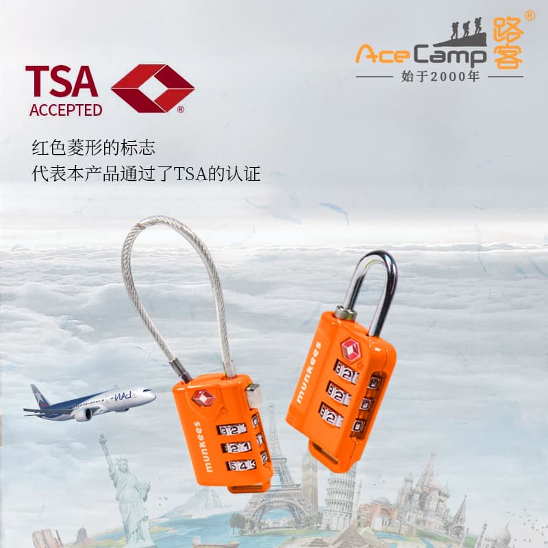 Munkees small padlock customs lock tsa password lock suitcase anti-theft wire consignment customs clearance travel backpack lock 2