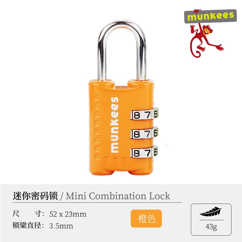 Munkees small padlock customs lock tsa password lock suitcase anti-theft wire consignment customs clearance travel backpack lock 7