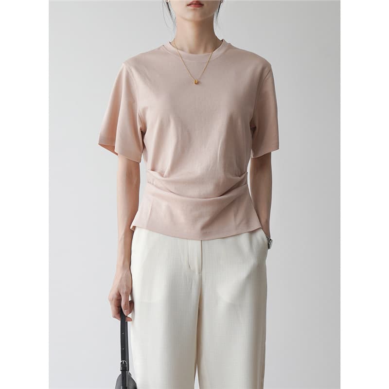 However, LEM@iere design feels Japanese triax tian silk waist waist elegant short -sleeved Tee 2