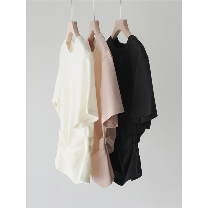 However, LEM@iere design feels Japanese triax tian silk waist waist elegant short -sleeved Tee 4