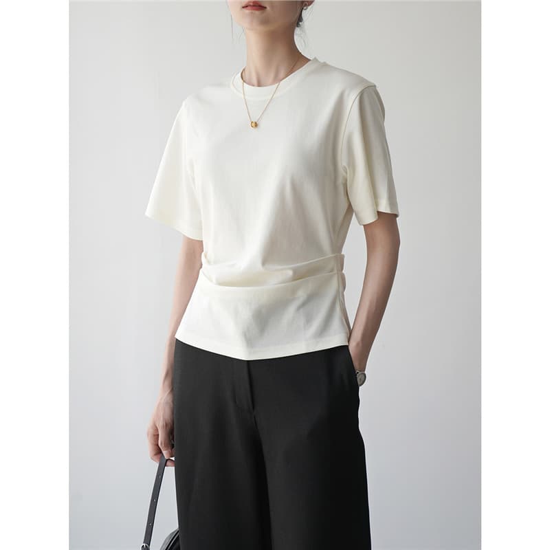 However, LEM@iere design feels Japanese triax tian silk waist waist elegant short -sleeved Tee 1