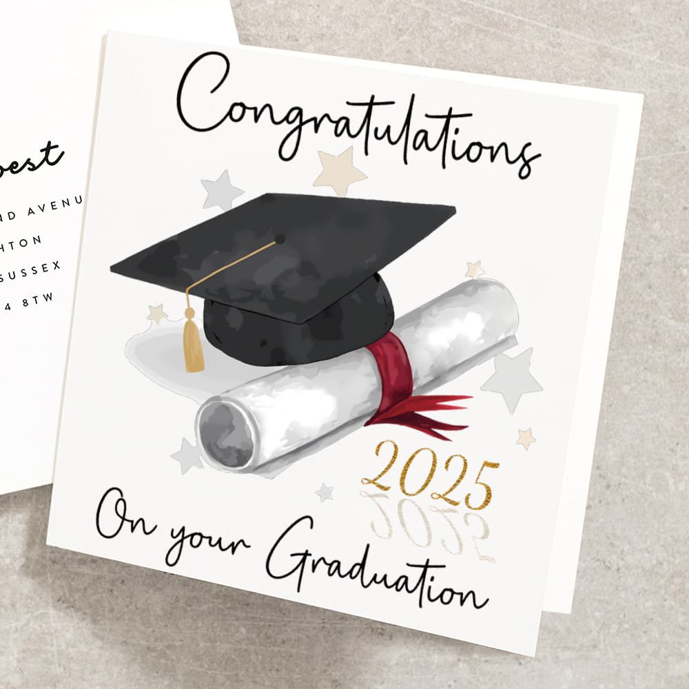 Cross-border graduation gift card, congratulations graduation card with capitals and scroll, including envelope 6