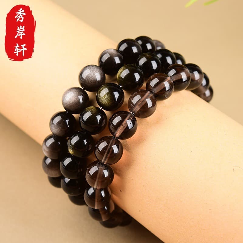 Organic crystal bracelet natural stone, birthday charm, one bead bracelet, rosary with round beads, for beloved, men's style, Birthday gift 2
