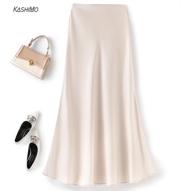 Double-sided silky summer long skirt, high waist, fish tail, A-line 3
