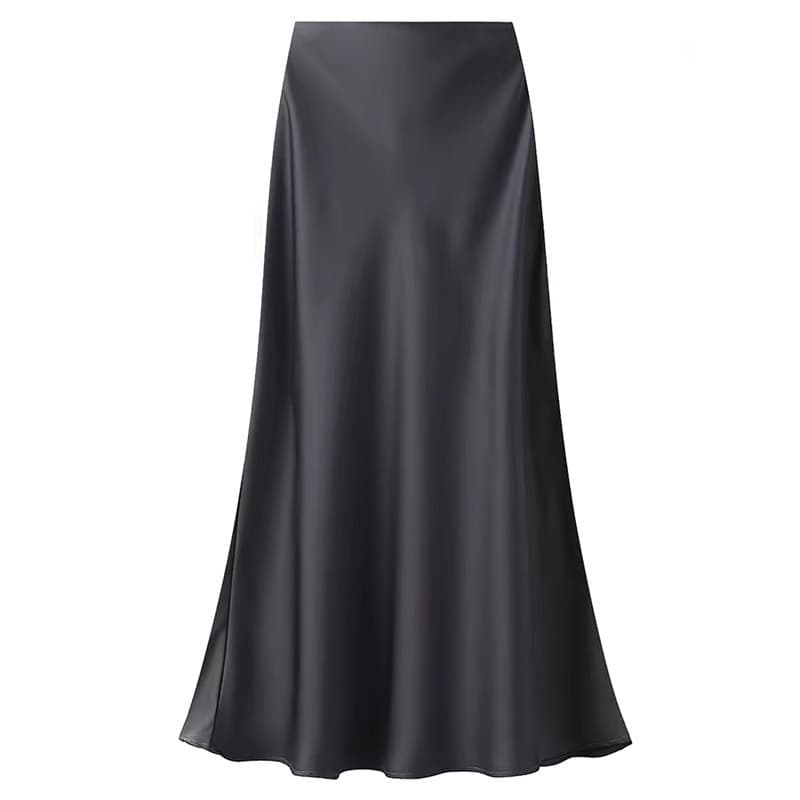 Double-sided silky summer long skirt, high waist, fish tail, A-line 4