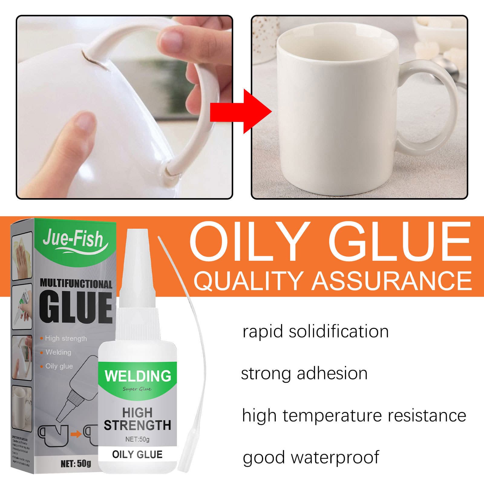 Jue-Fish Universal wooden glass transparent quick dry waterproof glue 3