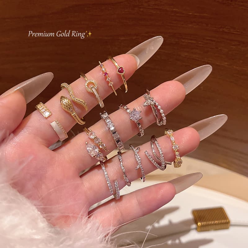 Sophisticated adjustable design ring with zircon, on index finger, light luxury style, trend of season 1