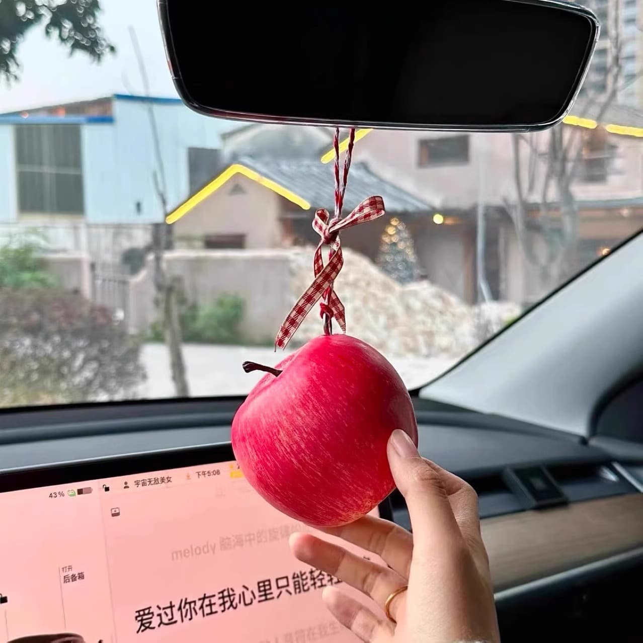Apple, rear view mirror for car, realistic atmospheric pendant, anti-stress 3