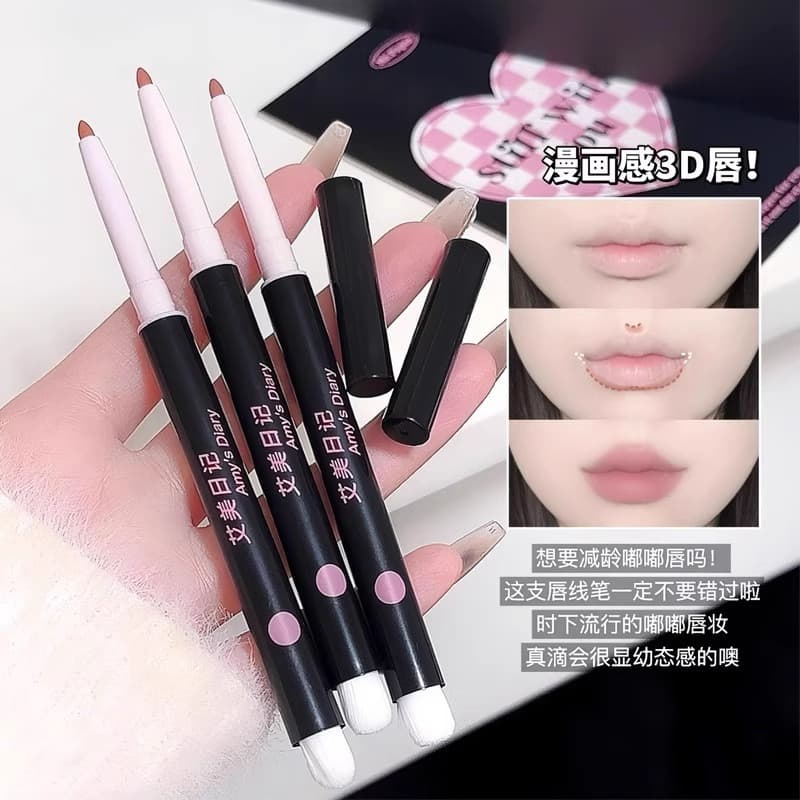 Double-sided waterproof lip pencil, long-lasting nude lipstick, lips volume enhancement 3